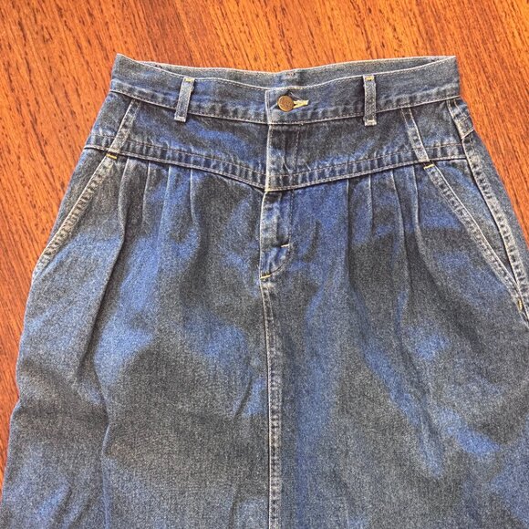 Vintage Lee Denim Pleated Midi Skirt - Picture 4 of 11